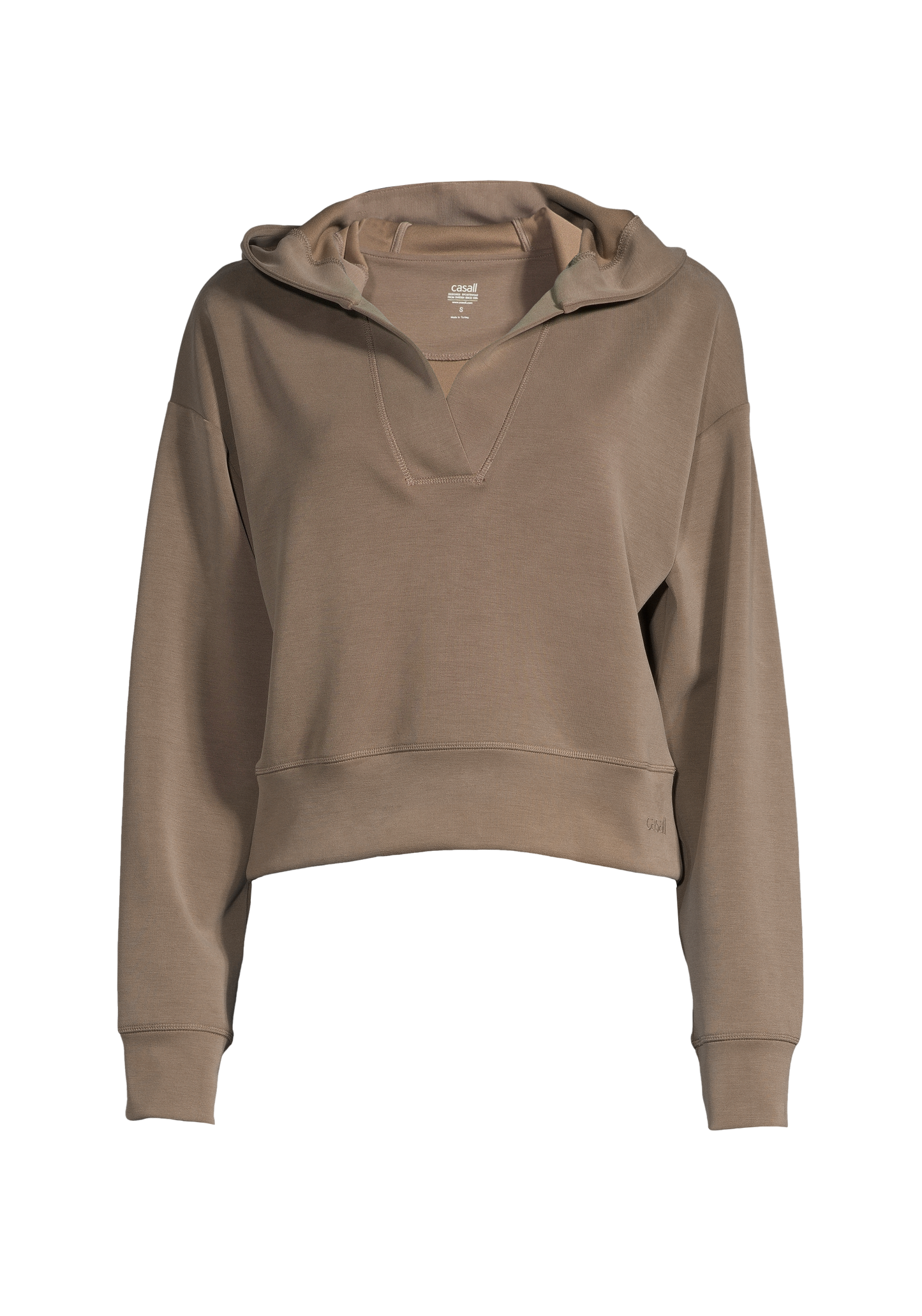 Casall - Peachy V-Neck Hoodie - Taupe Brown (D)