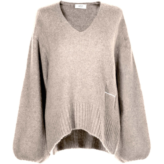 Hést - Sofie V-neck Sweater - Beige Melange (D)
