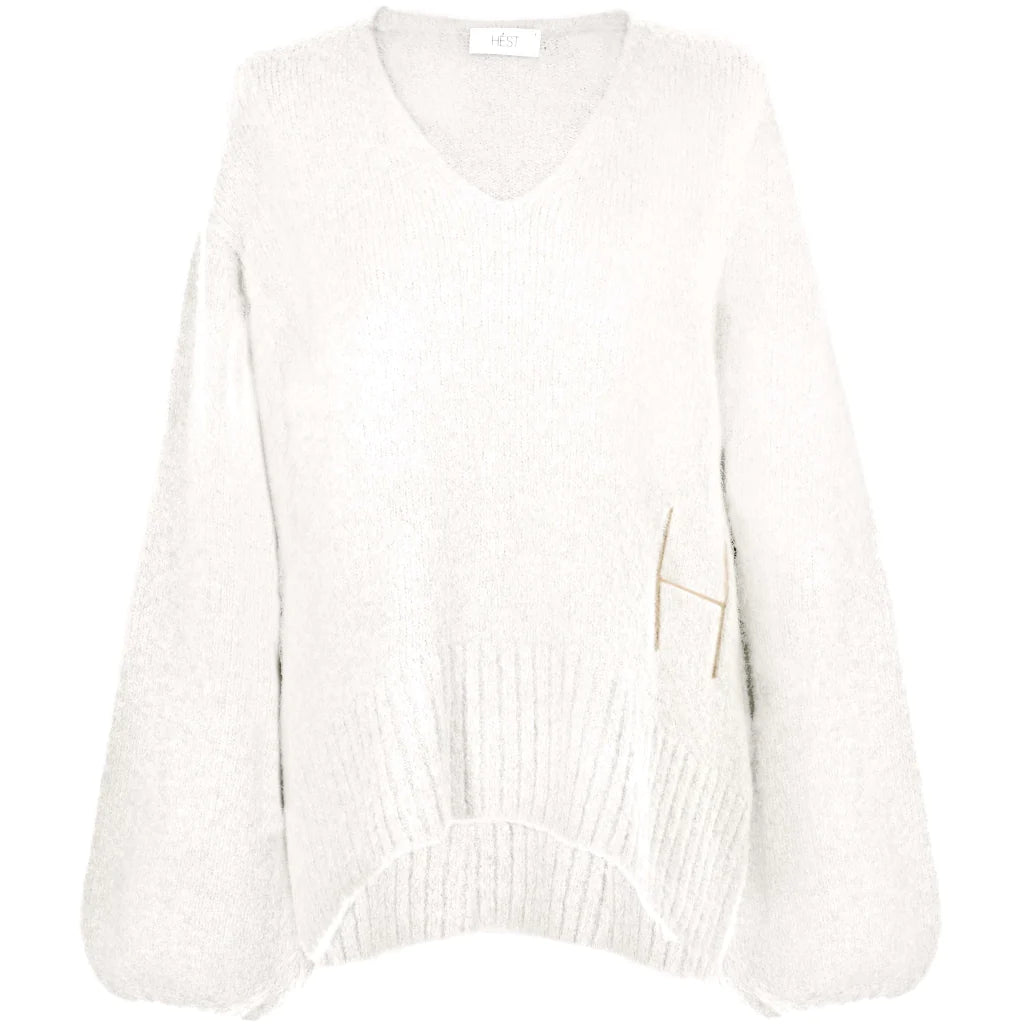 Hést - Sofie V-neck Sweater - White (D)