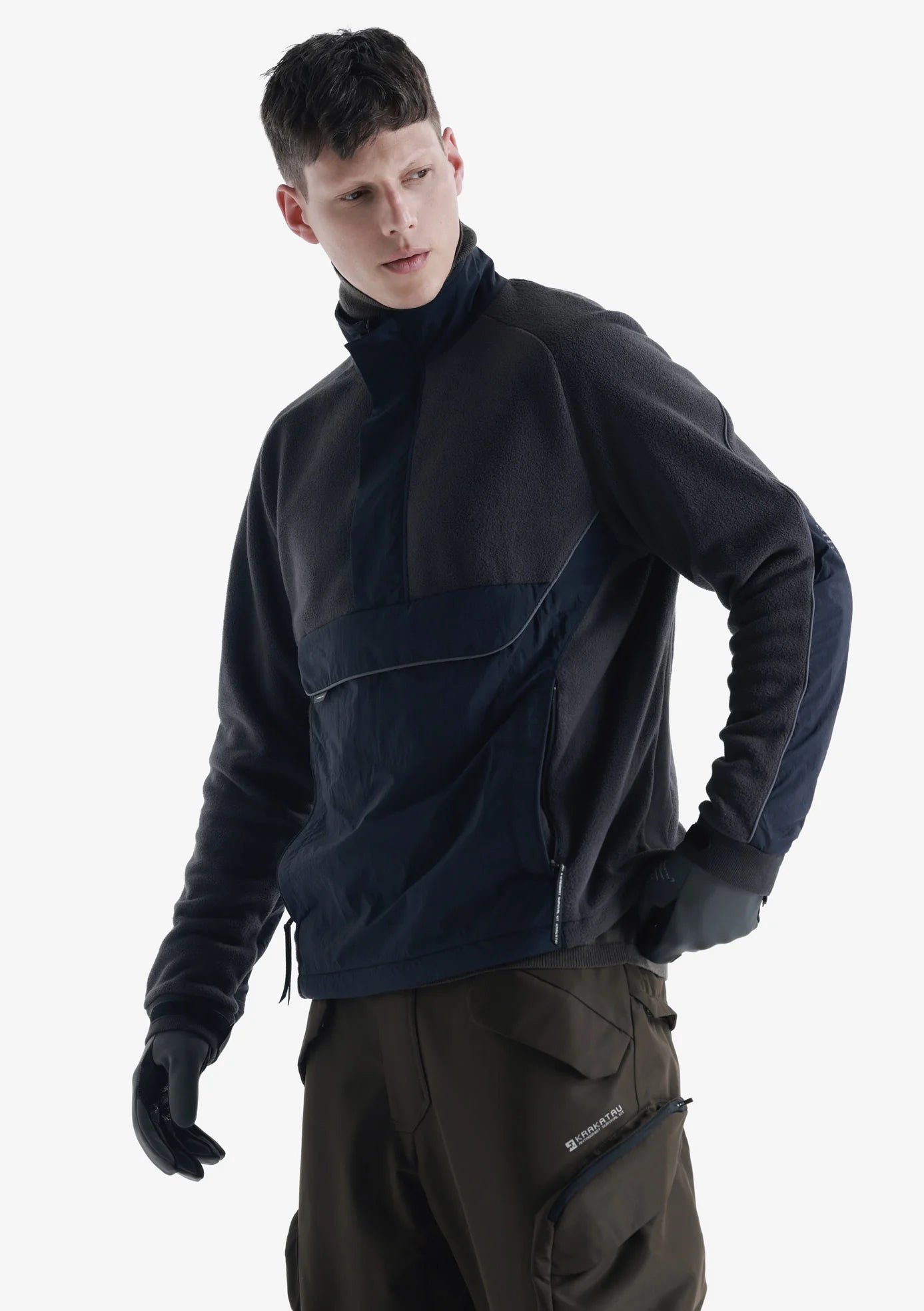 Krakatau - Kuiper Fleece Stand-up Collar Jacket - Dark Grey (Unisex)